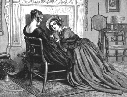 'The Mayor of Casterbridge, by Thomas Hardy. She knelt down on the hearth', 1886. Creator: Robert Barnes.