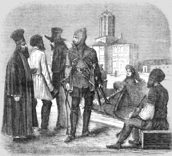 'A Priest, Peasant, Tartar Merchant, Russian Soldier, Lady in a Sledge, and a Jew, 1854. Creator: Unknown.