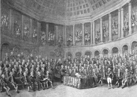 'Henry Grattan moving the Declaration of the Irish Rights in the Irish House of Commons, 19 April 17 Creator: Unknown.