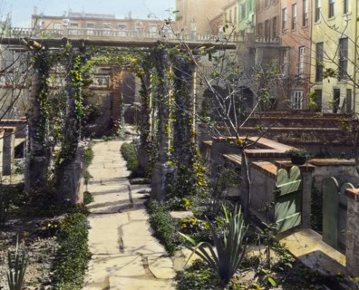 Turtle Bay Gardens, 227-247 East 48th Street and 228-246 East 49th Street, New York, New York, 1920. Creator: Frances Benjamin Johnston.
