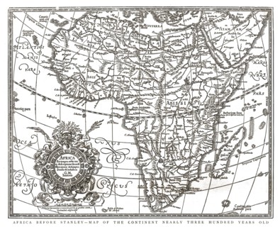 'The Graphic' Stanley Number; 'Africa Before Stanley'--Map of the Continent printed 1609, published  Creator: Unknown.