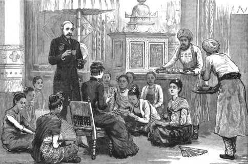 'With Lord Dufferin in Burma - Lady Dufferin Receives the Burmese Ladies', 1886. Creator: Unknown.