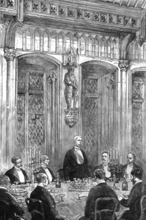 ''Mr Stanley at Brussels; The Explorer Speaking at the Banquet given in his honour by the Burgomaste Creator: Unknown.