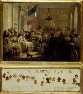 Queen Marie-Amelie, accompanied by Madame Adelaide, Princesses Louise..., c1832. Creator: Unknown.