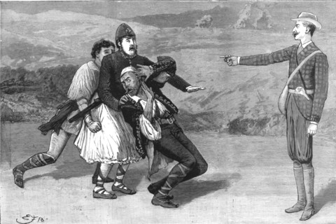 'Amateur Dramatics at the Opera Comique- Scene from 'Joan' the comic opera played for the benefit of Creator: Unknown.