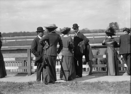 Benning Races - August Belmont; Mrs. Donald Cameron; Sec. Meyer., 1912. Creator: Harris & Ewing.