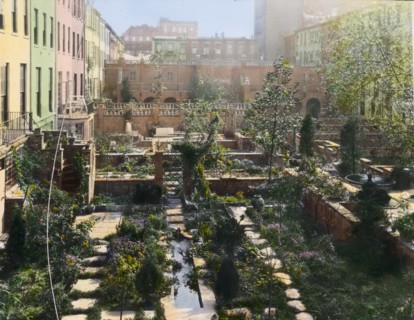 Turtle Bay Gardens, 227-247 East 48th Street and 228-246 East 49th Street, New York, New York, 1920. Creator: Frances Benjamin Johnston.