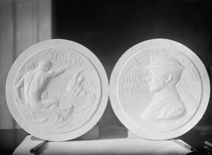 Medal Presented By President To Captain A. Rostron, Rescuer of Survivors of 'Titanic', 1912. Creator: Harris & Ewing.