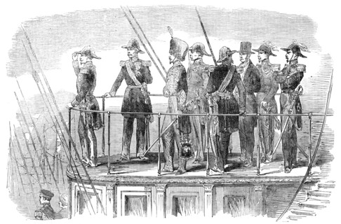 The Emperor on board the screw steam-yacht "La Reine Hortense", leaving the harbour, 1854. Creator: Unknown.
