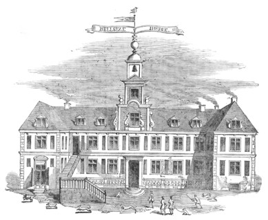 Old Belsize House, Hampstead - from a print of the time, 1854. Creator: Unknown.