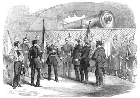 Bomarsund - General Bodiscoe, the Russian Governor, surrendering himself to the English and..., 1854 Creator: Unknown.
