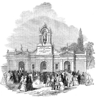 Anniversary Fete at the Arboretum, Derby - The Entrance Gateway, 1854. Creator: Unknown.
