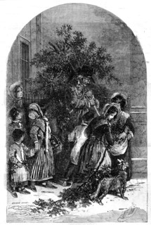 The Mistletoe Seller, drawn by Foster, 1854. Creator: Edmund Evans.
