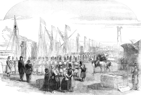 Embarkation of French Troops in English Vessels, at Calais, for the Baltic, 1854. Creator: Unknown.