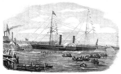 Launch of the Australian Steam-ship "Pacific", at Millwall, 1854. Creator: Unknown.