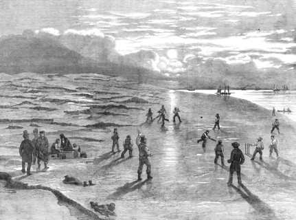 Cricket Match upon the Goodwin Sands, 1854. Creator: Unknown.
