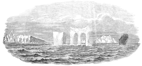 Passage of the Ship "Medway" through Icebergs, on her homeward voyage from Melbourne, 1854. Creator: Unknown.