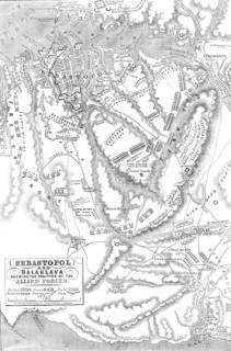 Sebastopol and Balaclava shewing the position of the Allied Forces, 1854. Creator: John Dower.