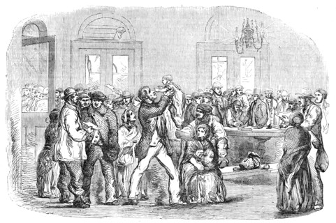 Navvies at the North-Western Railway Terminus, Euston-Square, 1854. Creator: Unknown.