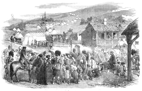 The Inhabitants leaving Balaclava, by Order of Lord Raglan, 1854. Creator: Unknown.