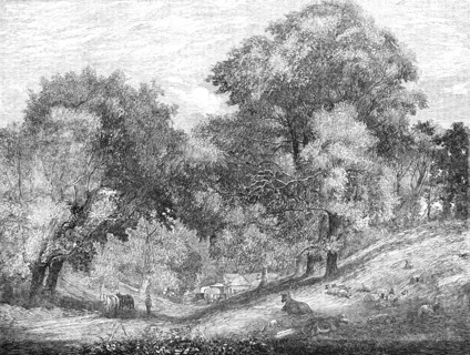 An Old English Homestead - painted by R. Redgrave, R.A., 1854. Creator: Unknown.