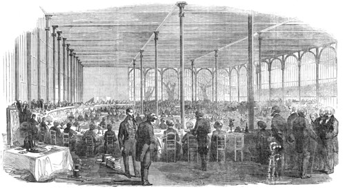 Dinner in the Crystal Palace, in Celebration of the Centenary of the Society of Arts, 1854. Creator: Unknown.