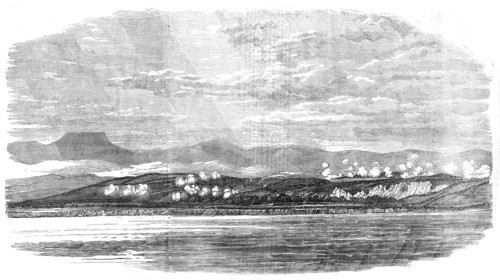 Battle of the Alma - sketched from the Mizen-Top of H.M.S. "Retribution", by Lieutenant..., 1854. Creator: Unknown.