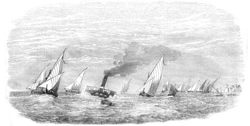 Vessels passing the bar at the Rosetta Mouth of the Nile, 1854. Creator: Unknown.