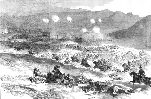 The Action at Balaclava, October 25 - First Charge of Heavy Cavalry, 1854. Creator: Unknown.