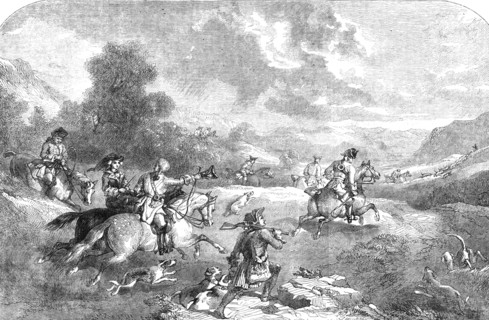 Stag-hunting in the Reign of George II. - from a painting by Frederick Tayler, 1854. Creator: Unknown.