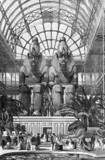 The Crystal Palace at Sydenham - the Egyptian Avenue: Colossal Figures from Aboo Simbel, 1854. Creator: Unknown.
