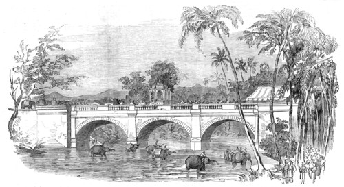 Opening of a new bridge at Travancore - the Rajah's State Procession, 1854. Creator: Unknown.