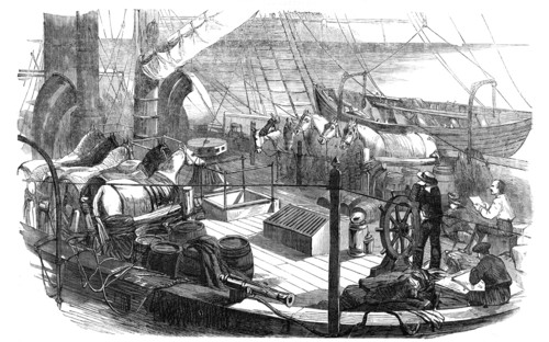 Shipping Artillery Horses at Calais, for the French Expeditionary Force to the Baltic, 1854. Creator: Unknown.