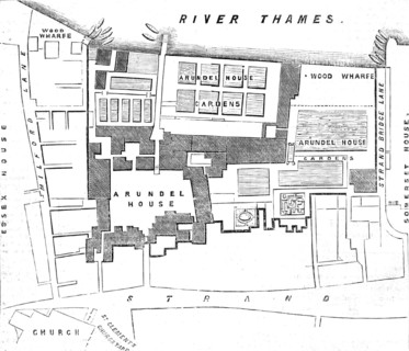 Ground-plot of Arundel House and Gardens, (the dark line encloses the premises), 1854. Creator: Unknown.