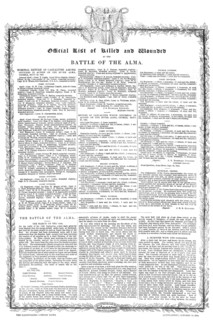Official List of Killed and Wounded at the Battle of the Alma, 1854. Creator: Unknown.