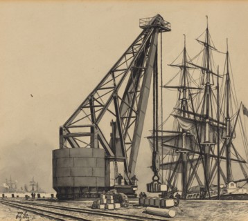 Krahn im Freihafen, 1893.