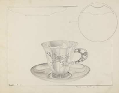 Silver Cup and Saucer, c. 1936.