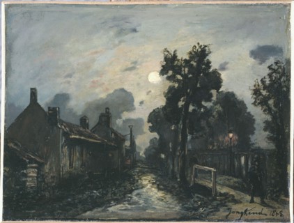 A street in Delft at night, 1868.