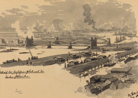 Freihafen mit den Elbbrucken, 1893.