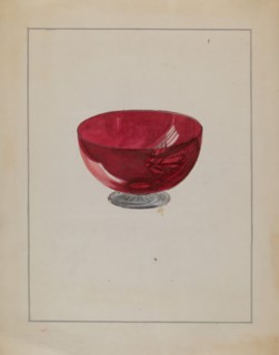 Ruby Bowl with Clear Foot, c. 1936.