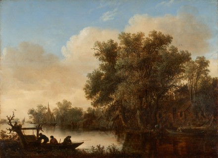 Rustic dwellings near a canal, 1646.