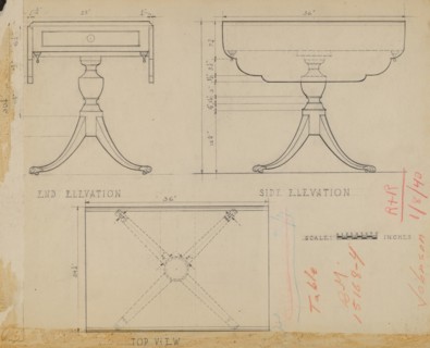 Drop Leaf, Pedestal Table, 1935/1942.