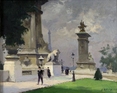 L'Entrée du Pont Alexandre III, 1920.