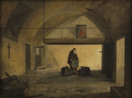 Un moine dans une salle voûtée, 1828.