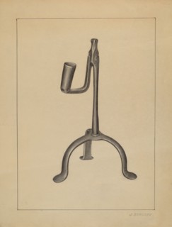 Candle and Rush Light Holder, c. 1936.