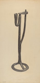 Candle and Rush Light Holder, c. 1938.