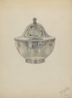Silver Sugar Bowl with Cover, c. 1936.