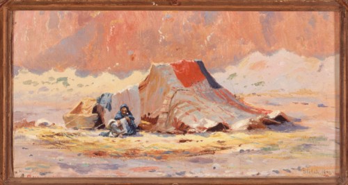 Arab tent in the desert at Blidah, 1890.