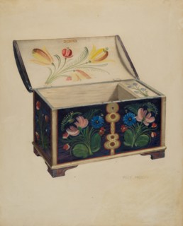 Painted Wooden Chest or Casket, c. 1939.