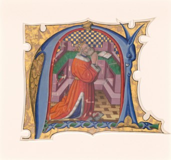 Initial N (?) with David in Prayer, 1430s.
